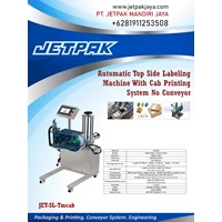 AUTOMATIC TOP SIDE LABELING MACHINE WITH CAB PRINTING SYSTEM NO CONVEYOR JET-SL-Tmcab