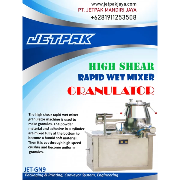 HIGH SHEAR RAPID WET MIXER GRANULATOR - Mesin Granulator/Granulasi