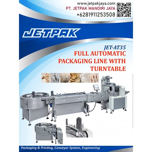 FULL AUTOMATIC PACKAGING LINE WITH TURNTABLE JET-AT35 - Mesin Pengemas Otomatis