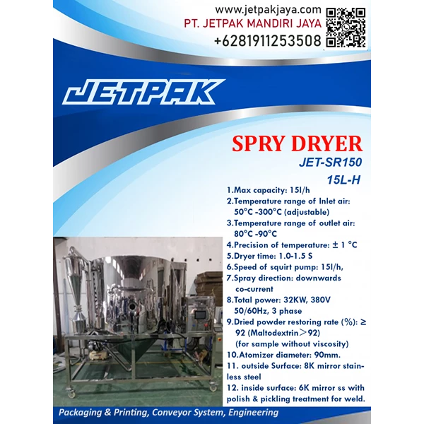 SPRY DRYER JET-SR150 15L-H - Mesin Spray Dryer