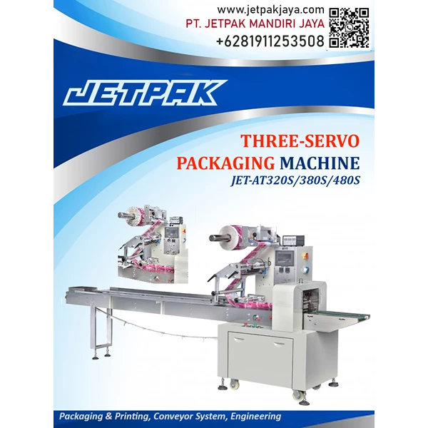 THREE-SERVO PACKAGING MACHINE JET-AT320S-480S - Mesin Pengemas Otomatis