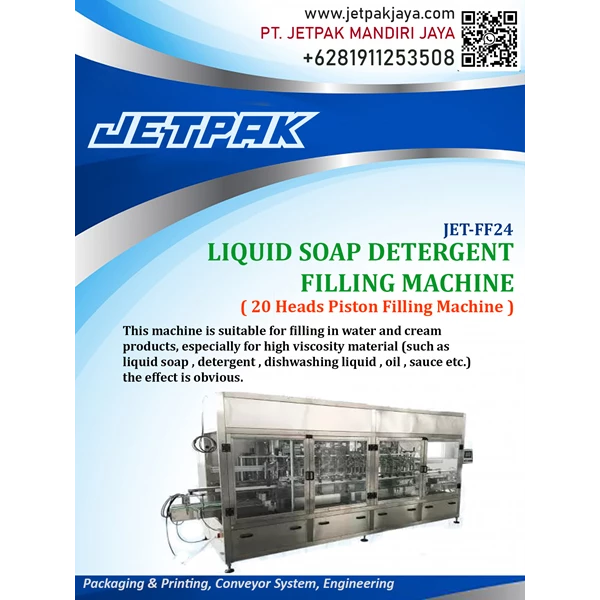 LIQUID SOAP AND DETERGENT FILLING MACHINE with 20 HEADS PISTON FILLING - JET-FF24