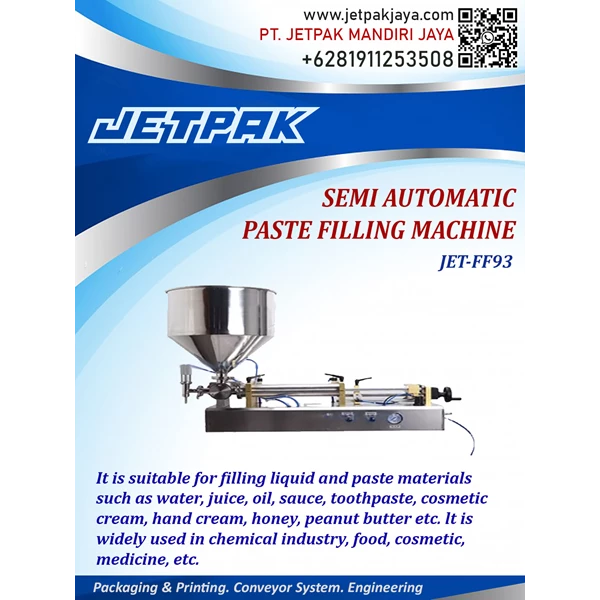 Semi Automatic Paste Filling Machine -JET-FF93