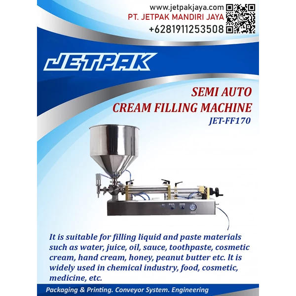Semi Auto Cream Filling Machine - JET-FF170