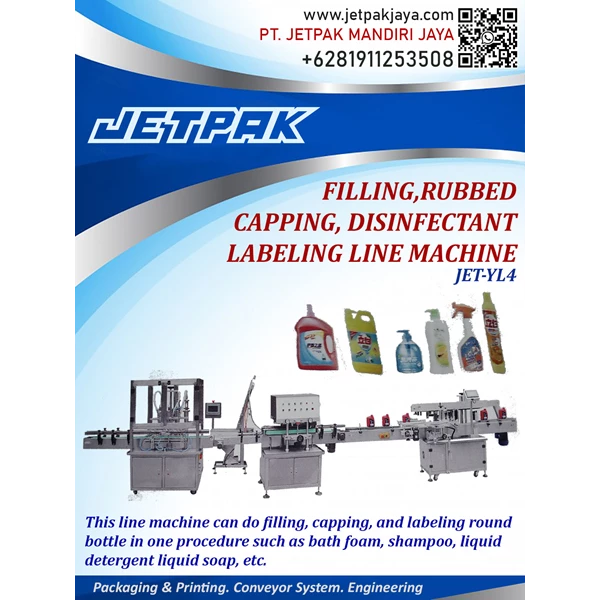 filling rubbed capping disinfectant labeling line machine JET YL4