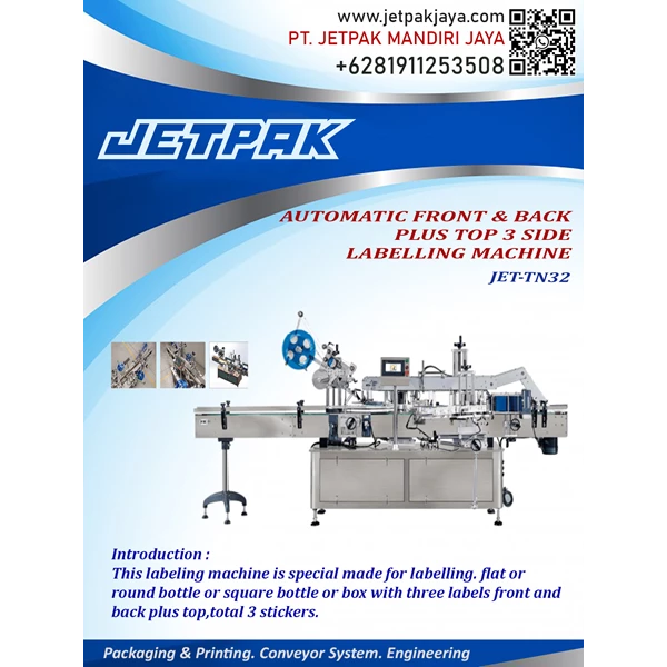 AUTOMATIC FRONT & BACK PLUS TOP 3 SIDE LABELING MACHINE JET TN32