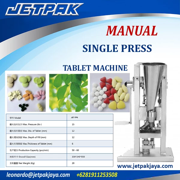 Mesin Press Tablet Manual - Bahan Stainless Steel