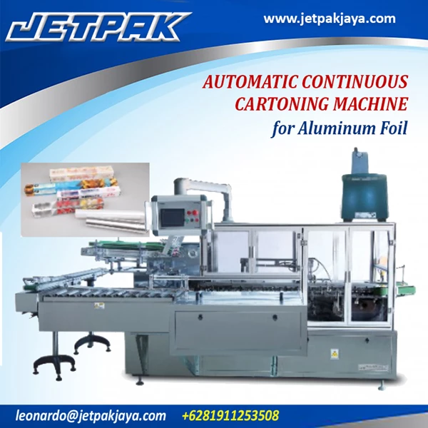 AUTOMATIC CONTINUOUS CARTONING MACHINE FOR ALUMINUM FOIL - Mesin Cartoning/Mesin Pengemas Otomatis