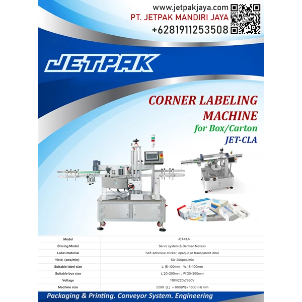 CORNER LABELING MACHINE (JET-CLA) - Mesin Label