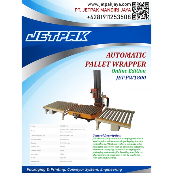 AUTOMATIC PALLET WRAPPER (JET-PW1800) - Mesin Wrap