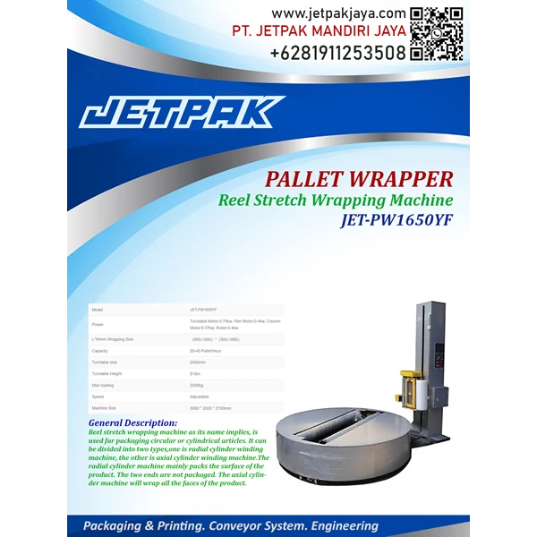 PALLET WRAPPER (JET-PW1650YF) - Mesin Wrap