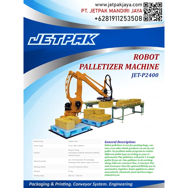 ROBOT PALLETIZER MACHINE (JET-P2400) - Mesin Paletiser