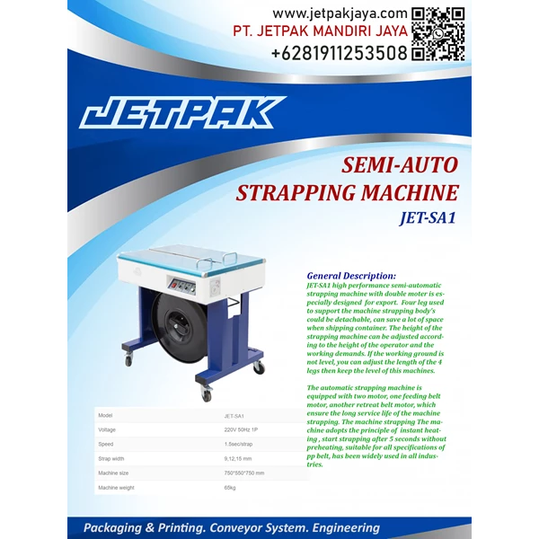 SEMI AUTO STRAPPING MACHINE (JET-SA1) - Mesin Strapping
