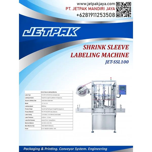 SHRINK SLEEVE LABELING MACHINE (JET-SSL100) - Mesin Label