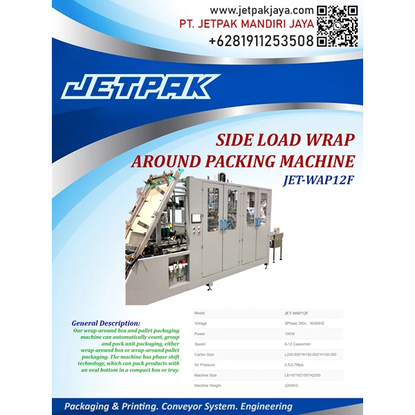SIDE LOAD WRAP AROUND PACKING MACHINE (JET-WAP12F) - Mesin Pengemas Otomatis