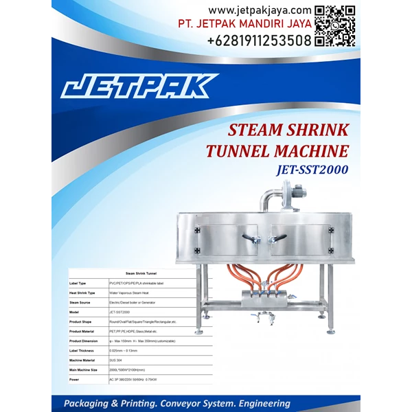 STEAM SHRINK TUNNEL MACHINE (JET-SST2000) - Mesin Thermal Shrink