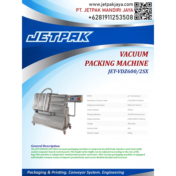 VACUUM PACKING MACHINE (JET-VDZ6002SX) - Mesin Pengemas Otomatis